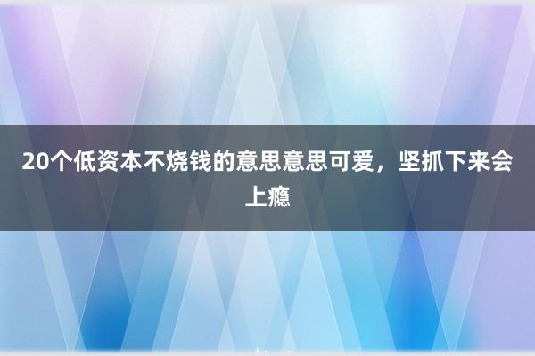 20个低资本不烧钱的意思意思可爱，坚抓下来会上瘾