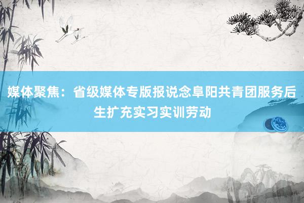 媒体聚焦：省级媒体专版报说念阜阳共青团服务后生扩充实习实训劳动