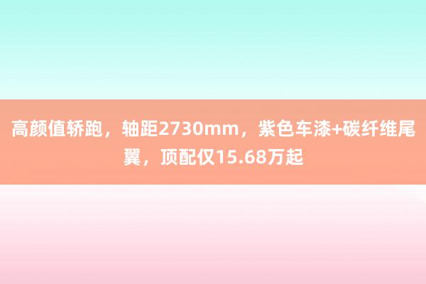 高颜值轿跑，轴距2730mm，紫色车漆+碳纤维尾翼，顶配仅15.68万起