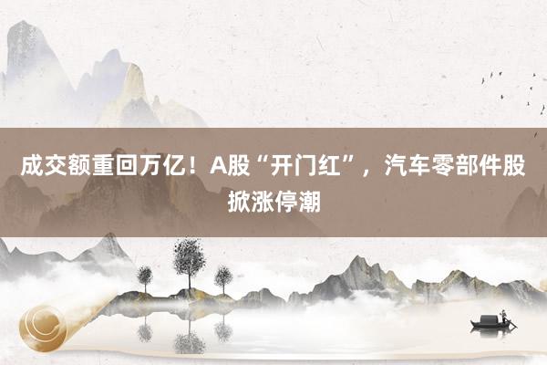 成交额重回万亿！A股“开门红”，汽车零部件股掀涨停潮